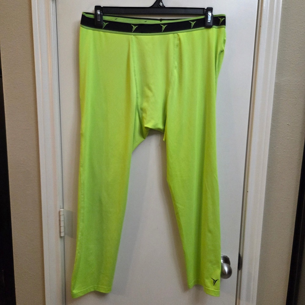 Old Navy Active Mens XXL Neon Lime Green Compression Leggings Go-Dry Tights